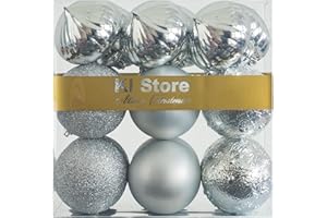 KI Store 18 pezzi Palline di Natale argento 8cm Albero di Natale Ornamenti di Decorazione infrangibilePalle per Appendere Natale Decorazioni Festival Decorazioni Natalizie