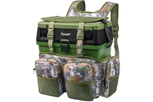 Crystals Fishing Tackle Box & Rucksack Seat, Lure Storage Case, Organizer with Padded Seat & Straps, Fly Sea Coarse Fishing Backpack, Tackle Storage (Fishing Tackle Box with Rucksack)