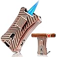 Torch Cigar Lighter with Dual Jet Flame, Built-in Cigar Punch, Cigar Stand, Adjustable Windproof Butane Cool Lighters, Best Gift for Men, Candles, Birthday, Father's Day - Butane Not Included (Copper)
