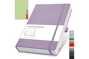 RETTACY Lined Journal Notebook - A5 Note Book Hardcover Notepad 192 Numbered Pages for Writing,100gsm Lined Paper, Leather Hardcover, for Women Men Work Office School,14.5 x 21cm - Purple