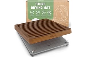 NIUM - Stone Drying Mat Kitchen & Bamboo Rack - 40x30cm - Diatomaceous Dish Drying mat Ultra Absorbent & Fast Drying - EcoFriendly Drying Stone for Kitchen Counter - Non-Slip Pads & Anti-Moisture