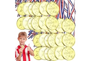 Behogan 50 stycken vinnarmedaljer, plastmedaljer guld barn, guldmedaljer för barn, barn, barnvinnare, medaljer barn för sport