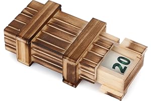 FunX Cassaforte in legno con scomparto segreto – Scatola regalo creativa per matrimonio, compleanno, festa della gioventù, matrimonio in legno – Magica scatola puzzle in vero legno – 10 x 6 x 4 cm