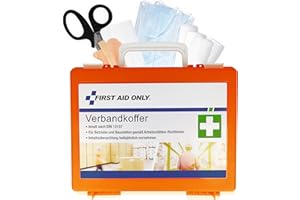 First Aid Only Trousse de premiers secours DIN 13157 avec support mural | Trousse de premiers secours compacte pour les entreprises et les ménages, conforme à la norme DIN 13157:2021 | P-10020