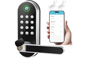 Cerradura inteligente de entrada sin llave con mango y teclado: cerradura electrónica digital biométrica Sifely con código, perilla de puerta eléctrica para puertas delanteras, interiores, exteriores