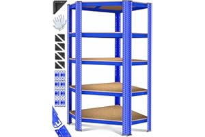 MASKO KESSER® Estantería esquinera para Cargas Pesadas, para sótano, 180 x 75 x 40 cm, hasta 875 kg, 5 estantes Ajustables, Tablero de Fibra de Densidad Media de Metal, estantería para Taller, sótano