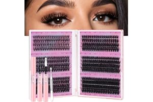 EMEDA Kit de extensiones de pestañas individuales DIY 30D 40D 50D 60D 80D 100D10mm -16mm mix kit Pestañas en racimo naturales y Wispy Racimos de pestañas DIY con pegamento and seal y pinzas