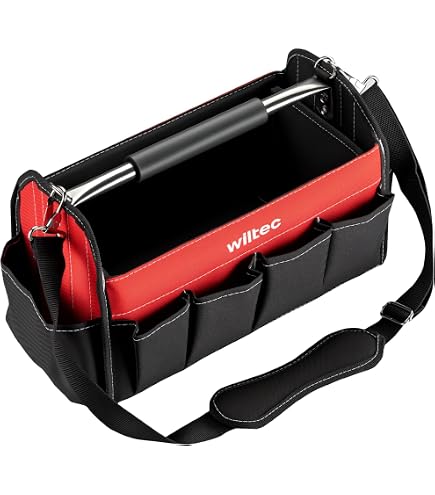 SMATO Gegerbte Werkzeugtasche Aus Leder – Für Zimmermann & Elektriker, Mit Ösen, 2 Aufhängungsarten