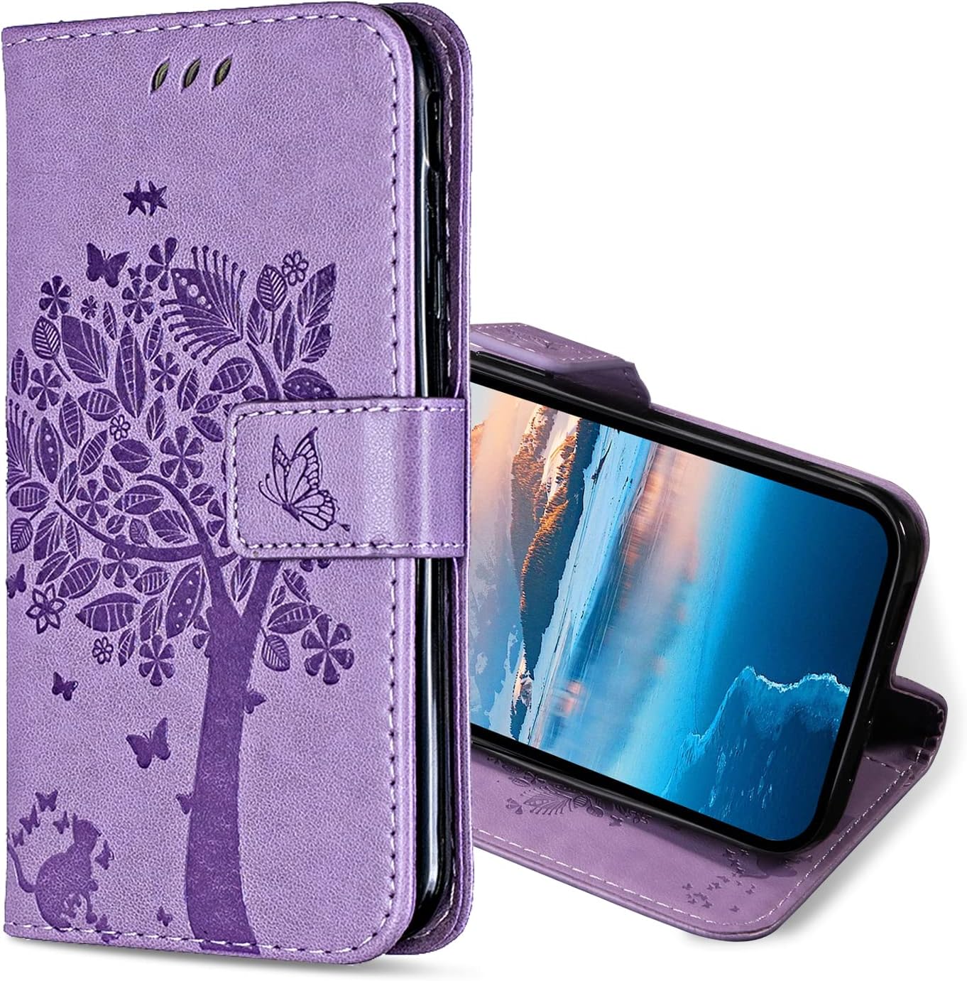 KANVOOS Funda para Xiaomi Redmi Note 11 4G / Note 11S, Funda Tapa Libro Movil de Cuero PU, Ranura para Tarjeta Plegable Billetera Carcasa para Redmi Note 11 4G / Note 11S (Lavanda)