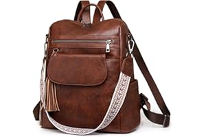 SUCIKORIO Zaino Donna Elegante in Pelle, Borsa Antifurto Impermeabile Daypack Moderno per Viaggio, Lavoro, Scuola - Cuoio con Tasche Multiple