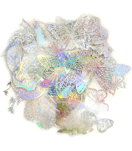 100 stuks scrapbook-stickers, PET-holografische glitterstickers, transparante holografische plantenstickers, stickers voor fotoalbum, dagboek, bruiloft gastenboek