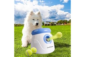 Pet Prime Automatic Dog Ball Launcher, Dog Ball Thrower with 10-30 Ft Launch Distance, Interactive Puppy Pet Fetch Toy, Mini Ball Throwing Machine for Small and Medium Dogs, With 3 PCS 2" Tennis Balls