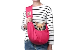 Tomkas Dog Carrier Sling - Pet Carrier for Small Dogs and Cats, Adjustable Strap, Zip Pocket, Snap Closure (Pink, S - Adjustable Strap Eu)