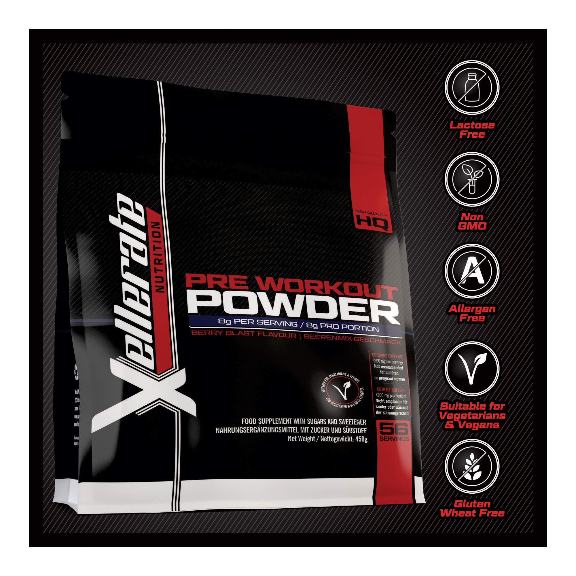 Pre Workout Powder Supplement 450g 56 Servings Berry