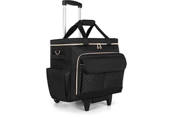 Luxja Rullande lärarväska med laptopfack och avtagbar Dolly, multifunktionell rullmappsacke med ackordeon-arkivområde (patentväntar), svart, M