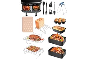 A ABLUMEN 14-Piece Hot Air Fryer Accessories for Ninja Foodi AF300EU AF400EU AF451EU, AF400 Dual Zone Airfryer Accessories for Innsky Princess Emerio 7.6L-9.5L Air Fryer Accessories