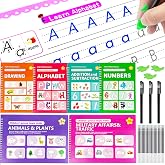 Tangdudu - Set of 6 Magic Handwriting Notebooks, 20 Pen Refills, 3 Pens and Reusable Activity Book for Kids Ages 3-8, Prescho