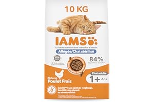 IAMS Advanced Nutrition - Croquettes Allégées - Adaptées aux Chats Stérilisés - Complètes équilibrées - Favorise Le contrôle du Poids - Au Poulet Frais - sans OGM colorants arômes artificiels - 10 kg