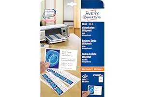 AVERY ZWECKFORM Avery C32010-25 Lot de 250 cartes de visite classiques 85 x 54 mm Impression recto-verso Mat 25 feuilles