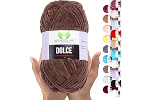 ‎MERIWOOLART MeriWoolArt Chenille Garn zum Stricken und Häkeln Braun - 100 g und 120 m Samt-Wolle - 100% Flauschige Polyester Strickgarn für Amigurumi Kissen Decken weiche Kleidung Geschenke