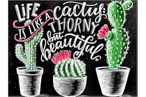 VETPW 5D DIY Cactus Diamond Pasted Painting Kit, Lettera Pittura Diamante Kit Completo,Strass Fai da te Ricamo a Punto Croce Arts Craft per Home Wall Decoration (30x40CM)