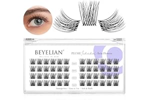 BEYELIAN Ciglia Finte Ciuffetti, C Curl Ciuffetti Extension Ciglia 48 Pezzi 0.07mm 10mm Fai Da Te Ciglia Finte per Uso Personale a Casa (Twin Flowers, Nero)
