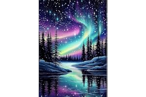 NEWENMO 5D Aurora Diamond Painting Kit Completo,Paesaggio Aurora Pittura Diamante Painting Kit Adulti,DIY Diamond Art Kits, Adatto per la Decorazione Domestica,per Adulti Principianti,30x40cm