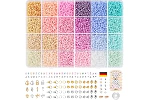 HOLDLEAF 3mm Bunte Perlen für Armbänder,Perlen zum Auffädeln Set mit A - Z Ä Ö Ü ß 400 Buchstabenperlen，Armbänder Machen Glasperlen für DIY Armband Schmuckherstellung Kit