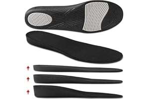 Ailaka Height Increase Insoles for Men Women - 1 Pair PU Shoe Lifts Inserts Elastic Shock Absorbing Sports Thick Shoe Insoles Height Increase, Elevator Inserts for Men Women
