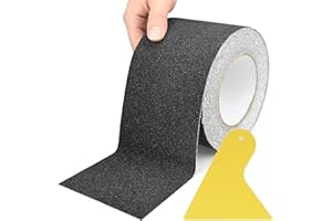 RAINPOP Antirutsch Klebeband Schwarz, Sicherheit Klebeband mit Schaber, Wasserdicht Selbstklebendes Antirutschstreifen, Stark Sicherheitsband für Bodenbelag innen- und Außenbereich, Treppe Stufen (10cm*10m)