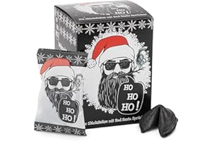 ‎FOOD CREW FOOD crew 10x Weihnachtsglückskekse Bad Santa – Glückskekse Weihnachten - Süßigkeiten Weihnachten - Gebäck Einzeln Verpackt mit deutschen Sprüchen - Vegan - Made in Germany