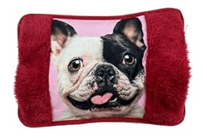 SUYAMIR Borsa Acqua Calda Elettriche con Morbida Fodera in Peluche; 500 watt;Temperatura max 75°C;utile come Scaldamani e Scaldapiedi;Ideale per Alleviare Dolori Muscolari,Dorsali e Mestruali(Rosso-cane)