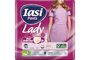 IASI Pants LADY, 12 Culottes Incontinence Femme, Protection Très Absorbante pour Fuites Urinaires Modérées à Fortes, Taille L, 12 unités