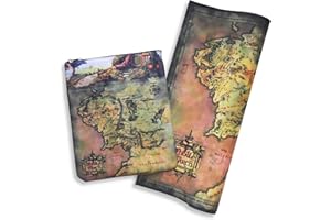 TAWDULL Lord Rings Book Sleeve, Waterproof Middle and Earth Map Fabric Book Cover, Padded Lord Rings Map Book Sleeves with Zipper, Bookish Gifts Kindle Sleeve Lord Rings Merchandise