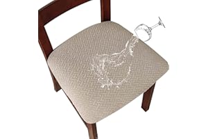 LANSHENG Fundas para sillas Pack de 6 Fundas sillas Comedor Fundas elásticas, Fundas de Asiento para Silla,Diseño Jacquard Cubiertas de la sillas Funda de Asiento sin Respaldo (Pack de 6,Arena)