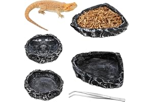 Frcctre 4 Stück Reptilien-Futternapf, Reptilien-Futternapf, Wassernapf, Amphibien-Reptilien-Futternapf, Breadworm-Futter-Terrarium, Schüssel für Leopard, Gecko, Eidechse, Schildkröte, Frosch,