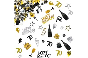Giftota 70th Birthday Confetti (Gold Black) 30g, 70th Anniversary Decorations