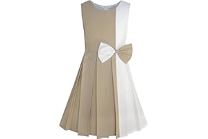 Sunny Fashion Girls Dress Color Block Contrast Bow Tie Everyday Party Age 4-14 Years