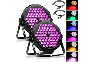 Czgor Projecteur PAR à 60 LEDs, 90W RVB 3 en 1 avec Télécommande et Câble DMX - Éclairage Surpuissant pour Événements, Mariages, Clubs et Spectacles, 2 pack
