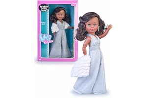 Nancy Colección Liceo Reedición de 1977, Muñeca de 42 cm con Mono Plateado Largo Anudado al Cuello, Luce una Media Melena Ondulada de Color Marrón Oscuro, Certificado Oficial, Famosa (NAL13000)