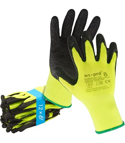 Gants De Travail Delta Plus DPVV733JA09 - Polyester Enduit Latex Sur Paume, Jaune Néon/noir, Taille 9