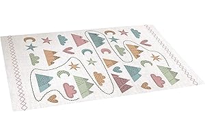 STOR PLANET Alfombra vinílica Estampada Croma, Alfombra Niños. Alfombra Infantil Antideslizante y Muy Confortable. Alfombra Vinilo Acolchada de Diseño | Mountain Rosa-Crudo 80x150cm