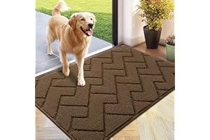 Biscpro Wycieraczka Do Użytku Wewnątrz i Na Zewnątrz, Nadaje Się Do Prania, Mata Zatrzymująca Brud, Antypoślizgowa, Do Wejścia, Patio, Korytarza, Ogrodu (Ciemnobrązowa, 60 x)