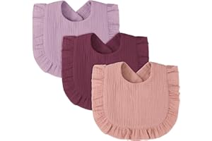 Vicloon Baby Bandana Drool Bibs, Solid Muslin Baby Drool Bibs Set, Snap Teething Bib, Absorbent Babys Feeding Teething for Newborns, Toddlers, Boys and Girls Teethings, Drooling