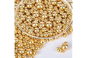 Twisweet Gold Sprinkles 130g, Edible Pearl Sprinkles for Cake Decorating, Mix Size Sugar Pearls Baking Candy, Cupcake Topper Cookie Ice Cream Cake Decorations Birthday Wedding Christmas Supplies