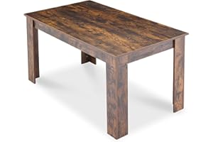 GENERIC Dining Table, Kitchen Table, 135 x 80cm Rustic Brown Table Top Rectangle Wooden Dining Tables, 6 Seater for Dining Room, Kitchen, Living Room, Furniture 135L x 80W x 75H cm