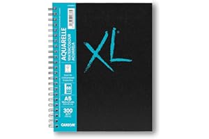 CANSON XL Art Book - Carnet spiralé 68 pages - Papier aquarelle - Grain fin - 14,8 x 21 cm - 300g/m² - Blanc