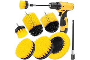 Lytool 7pcs Drill Brush Attachment Set, 1/4" Drill Brush Cleaning Brushes Set Power Scrubber Attachment Kit for Car, Kitchen, Bathroom, Floor, Tile