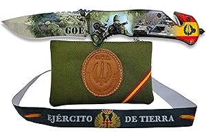 Planta Color Pack Militar GOE – Navaja Multiusos + Monedero de Tela con Escudo + Pulsera Bordada Ejército de Tierra | Diseño Exclusivo | Regalo para Militares y Amantes de la Aventura (GOE Impresa)