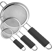 ipow 3er Set Sieb Edelstahl küchensieb Seiher und Abtropfsieben, Premium Feines feinsieb mit bequemen rutschfesten…